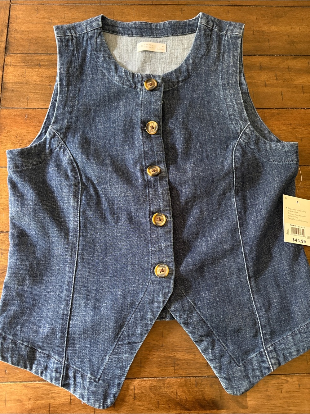 LC Lauren Conrad sleeveless top vest denim summer country medium NWT - Picture 2 of 4